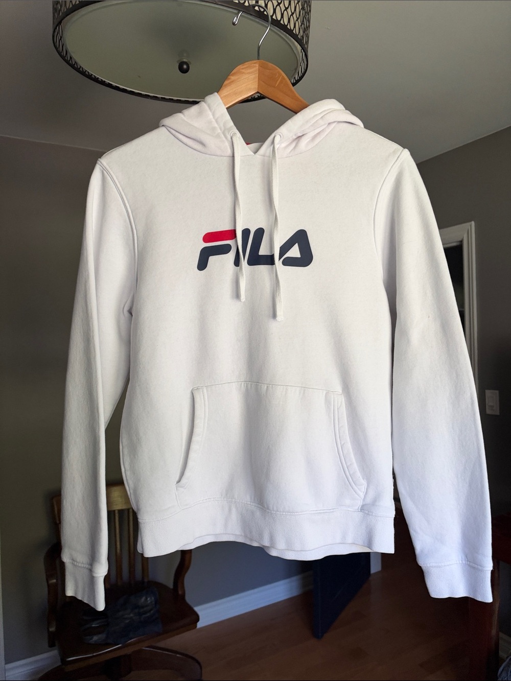 Fila White Hoodie with Navy and Red Logo